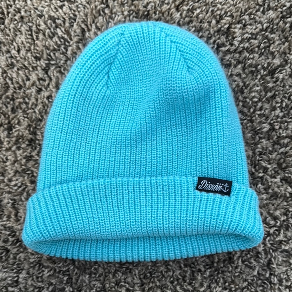 Turquoise Knit Beanie with Folded Brim - Dixxon